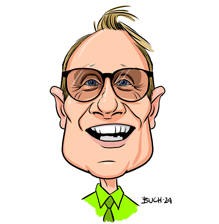 Lars Tofte - økonomidirektør karikatur